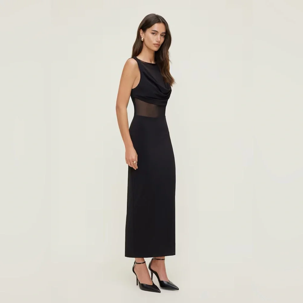 Dynamite Black Mesh Midi Dress - Picture 3 of 3